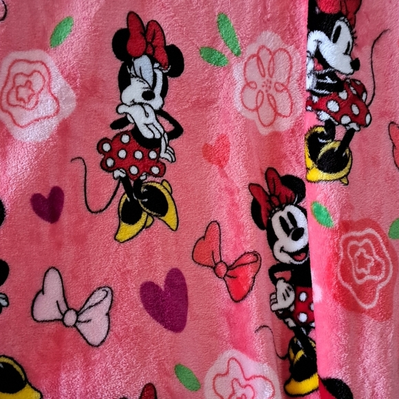 DISNEY THE BIG ONE Minnie Mouse plush cozy blanket hearts flowers bows soft '23 - Picture 13 of 13